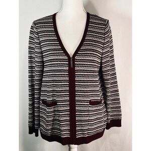 St John Sport Womens Medium Regatta‎ Tweed Knit Cardigan